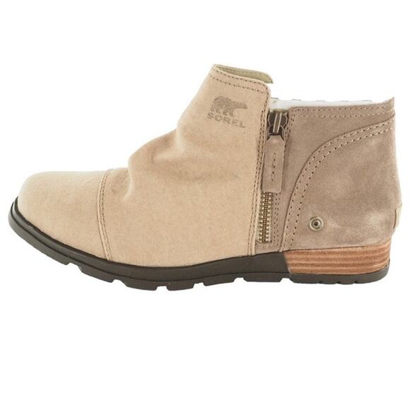 Sorel Major Low Size 6 Tan Canvas Suede Ankle Side Zip Ankle Boots Outdoors New - Picture 3 of 9